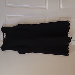 Loft Black A-Line Lazer Cut Hem Dress, Sz 10